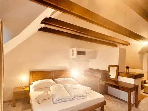 Štúdio LUX v podkroví s priznanými drevenými trámami