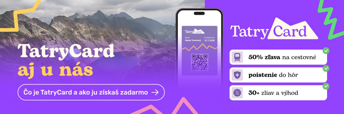 Tatry Card aj u nás — 50 % zľava na cestovné, poistenie do hôr a 30+ zliav a výhod. Kliknutím sa dozviete, čo je Tatry Card a ako ju získate zadarmo.